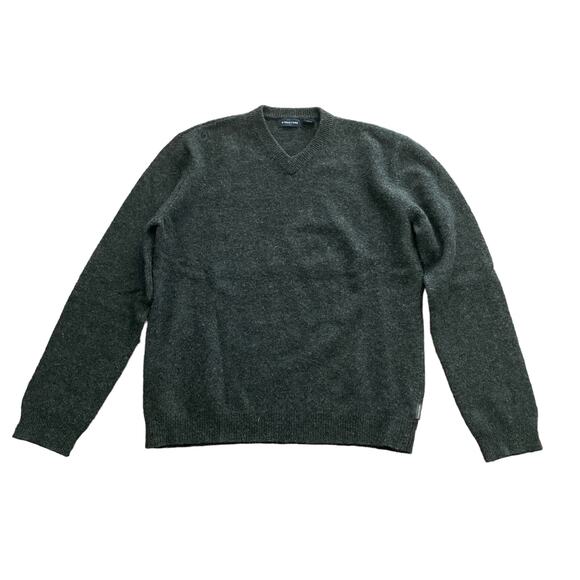 1990s VTG Structure 100% Lambswool Charcoal Gray V-neck Sweater Size Large - Picture 1 of 5
